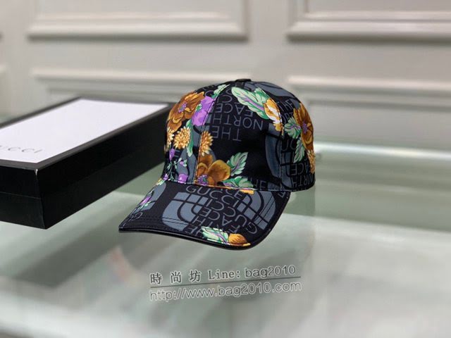 Gucci北面聯名款帽子 古馳男女同款小碎花棒球帽鴨舌帽  mm1718